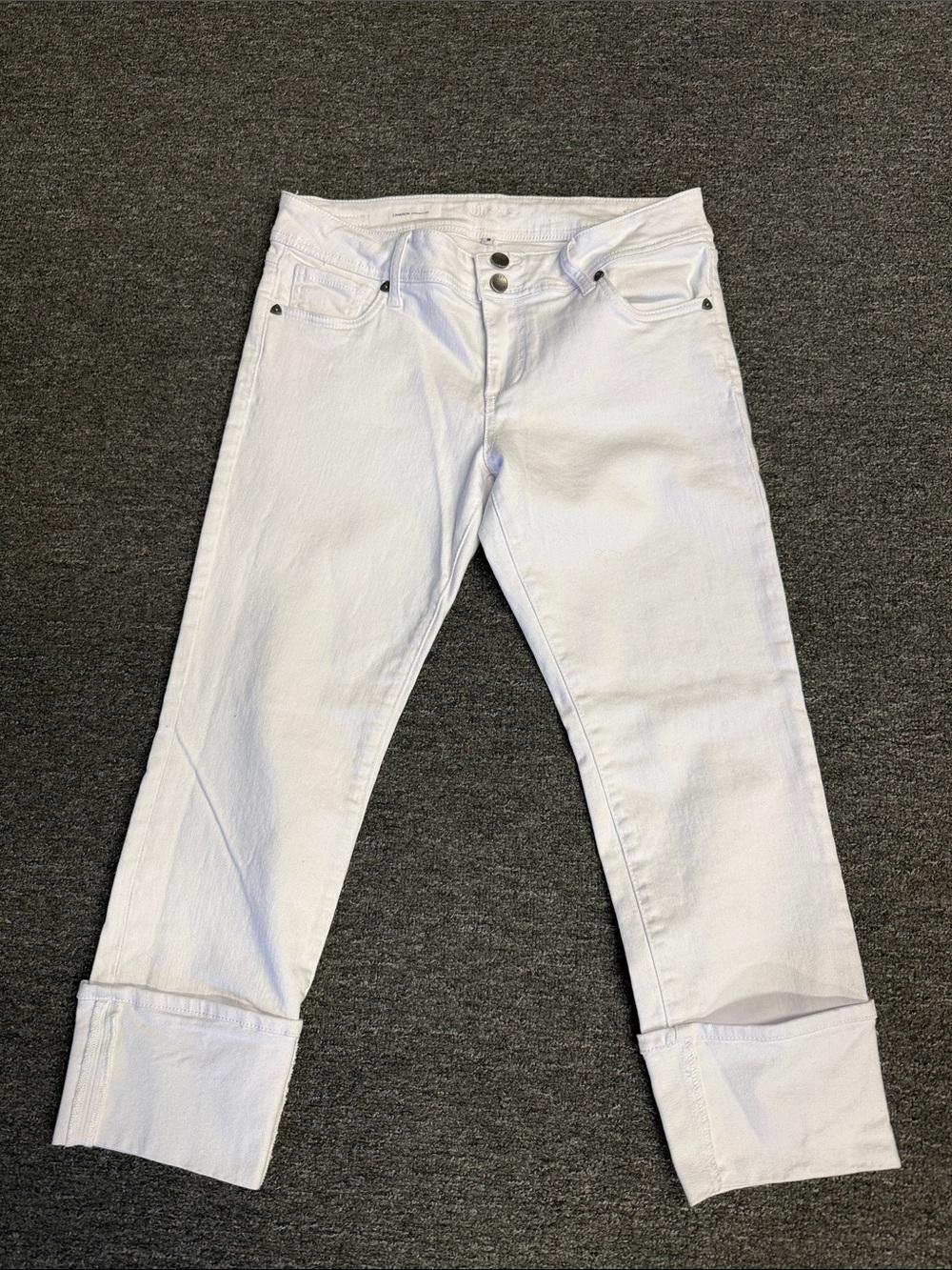 Kut from the Kloth White Cropped Cuffed Ankle Jeans